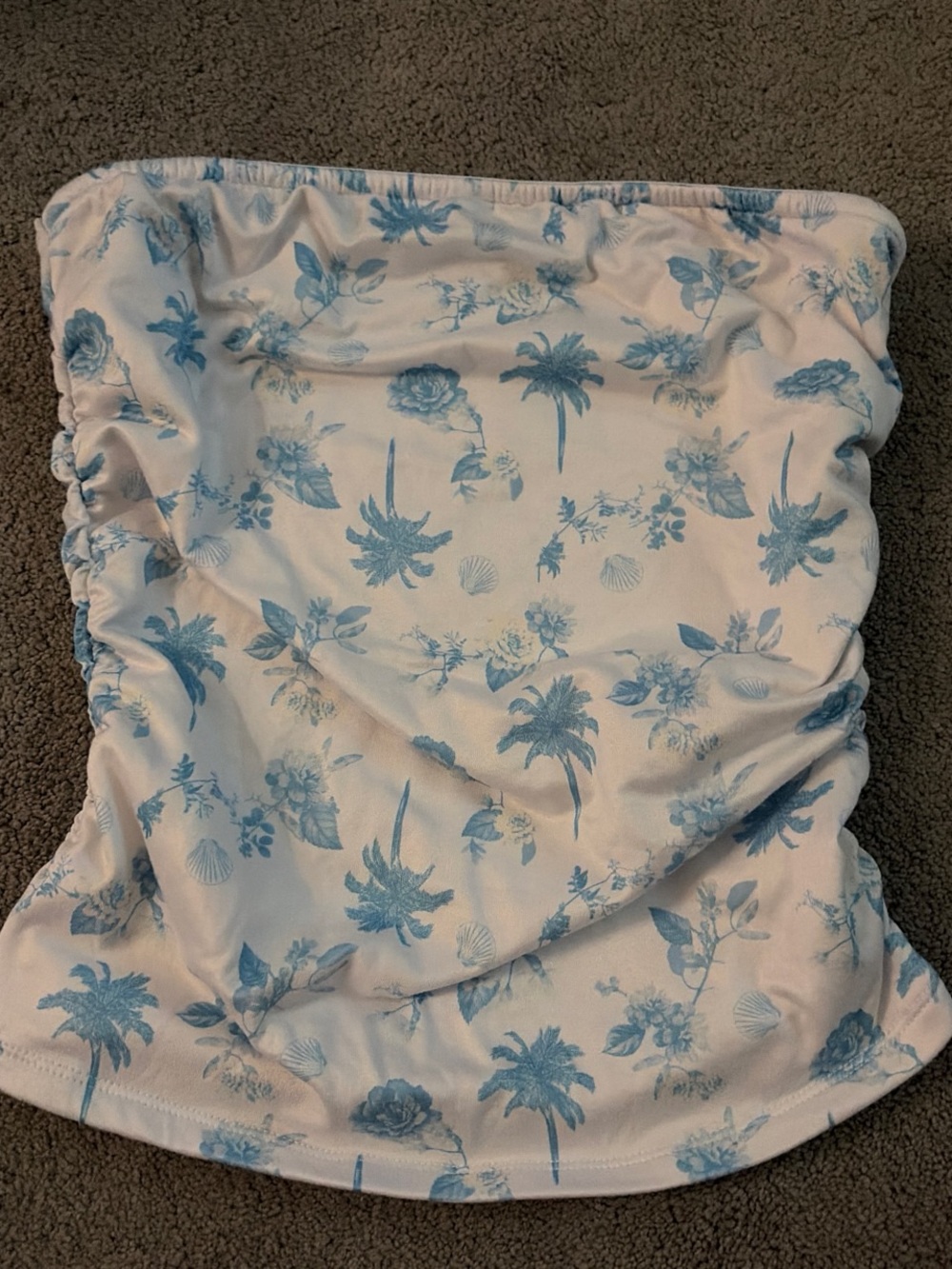 Blue Floral Strapless Crop Top — Women’s Summer Tube Top